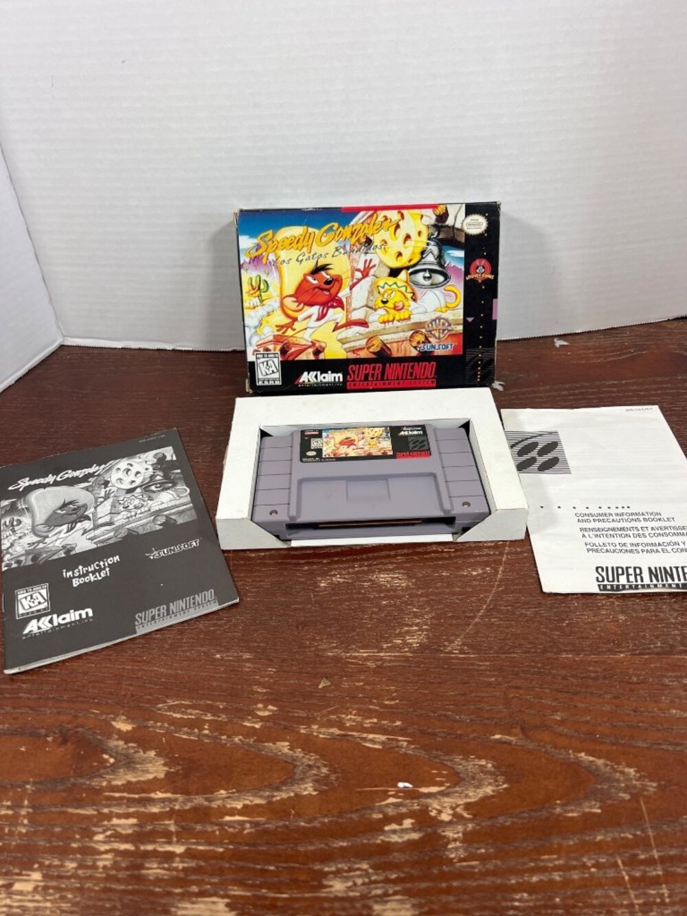 Speedy Gonzales Los Gatos Bandidos SNES Complete In Box Acclaim Sunsoft 1995 tes